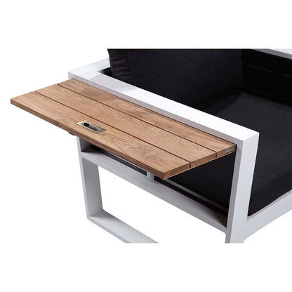Corfu 3+1+1 Aluminium & Teak Lounge with Coffee Table & Side Table with Sunbrella® cushions