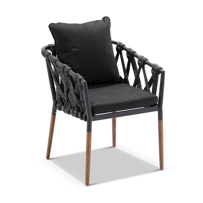 Balmoral 1.8m Outdoor Teak and Aluminium Dining Table with Cove Rope Chairs