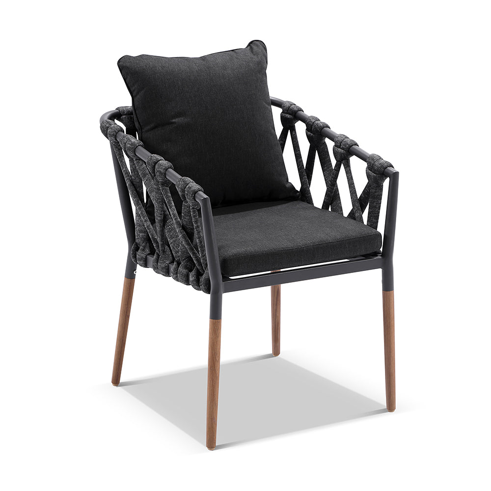 Balmoral 2.5m Outdoor Teak and Aluminium Dining Table with Cove Rope Chairs