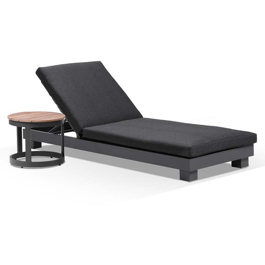 Santorini Aluminium Sun Lounge w/ Round Side Table