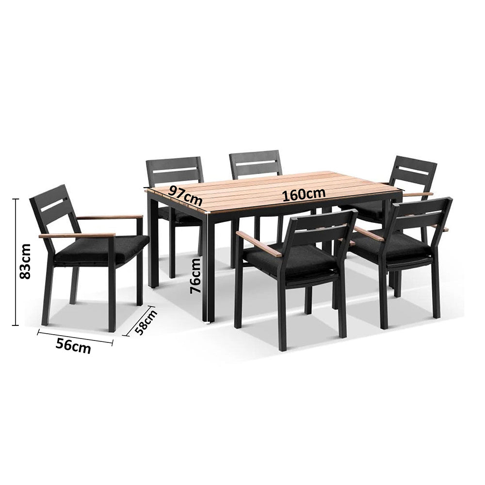 Tuscany 6 Seat with Capri Chairs with Teak Arm Rests