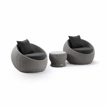 Newport Outdoor Wicker Lounge 2x Arm Chair with Side Table