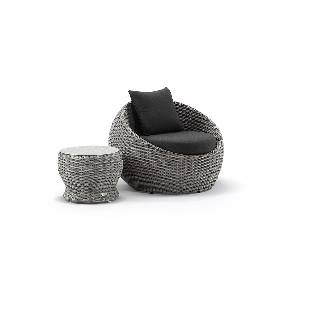 Newport Outdoor Wicker Lounge 2x Arm Chair with Side Table