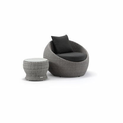 Newport Outdoor Wicker Lounge 2x Arm Chair with Side Table