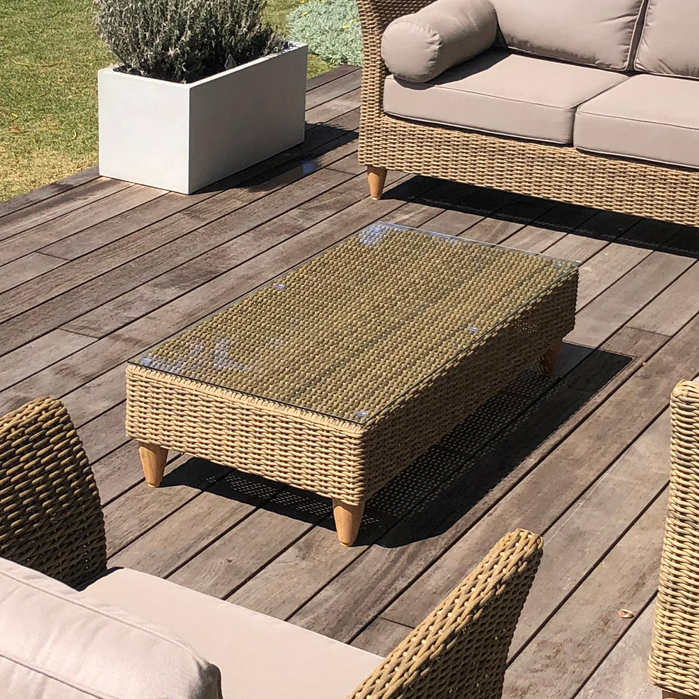 Carolina Outdoor Wicker Coffee Table in Brushed Wheat