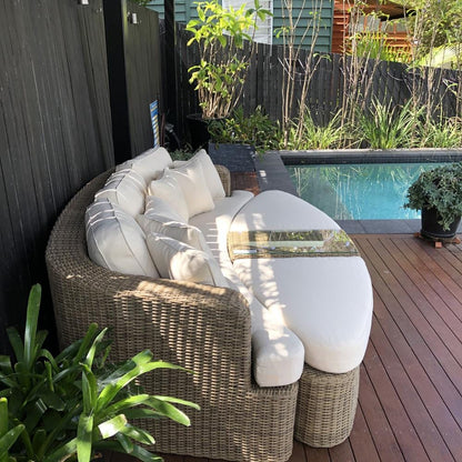 Noosa Outdoor Modular 4 Piece Daybed in Half Round Wicker