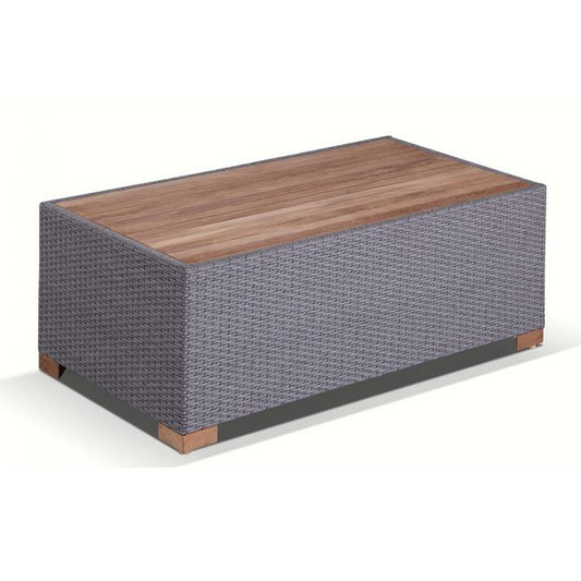 Java Outdoor Wicker Teak Top Rectangle Coffee Table