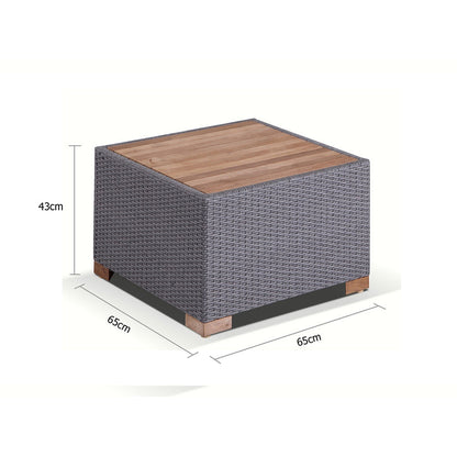 Java Outdoor Wicker Teak Top Square Side Table