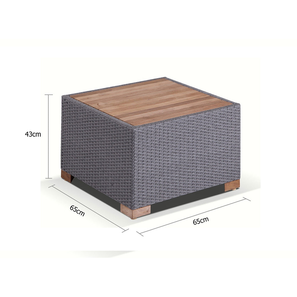 Java Outdoor Wicker Teak Top Square Side Table