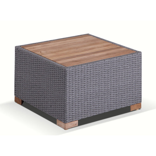 Java Outdoor Wicker Teak Top Square Side Table