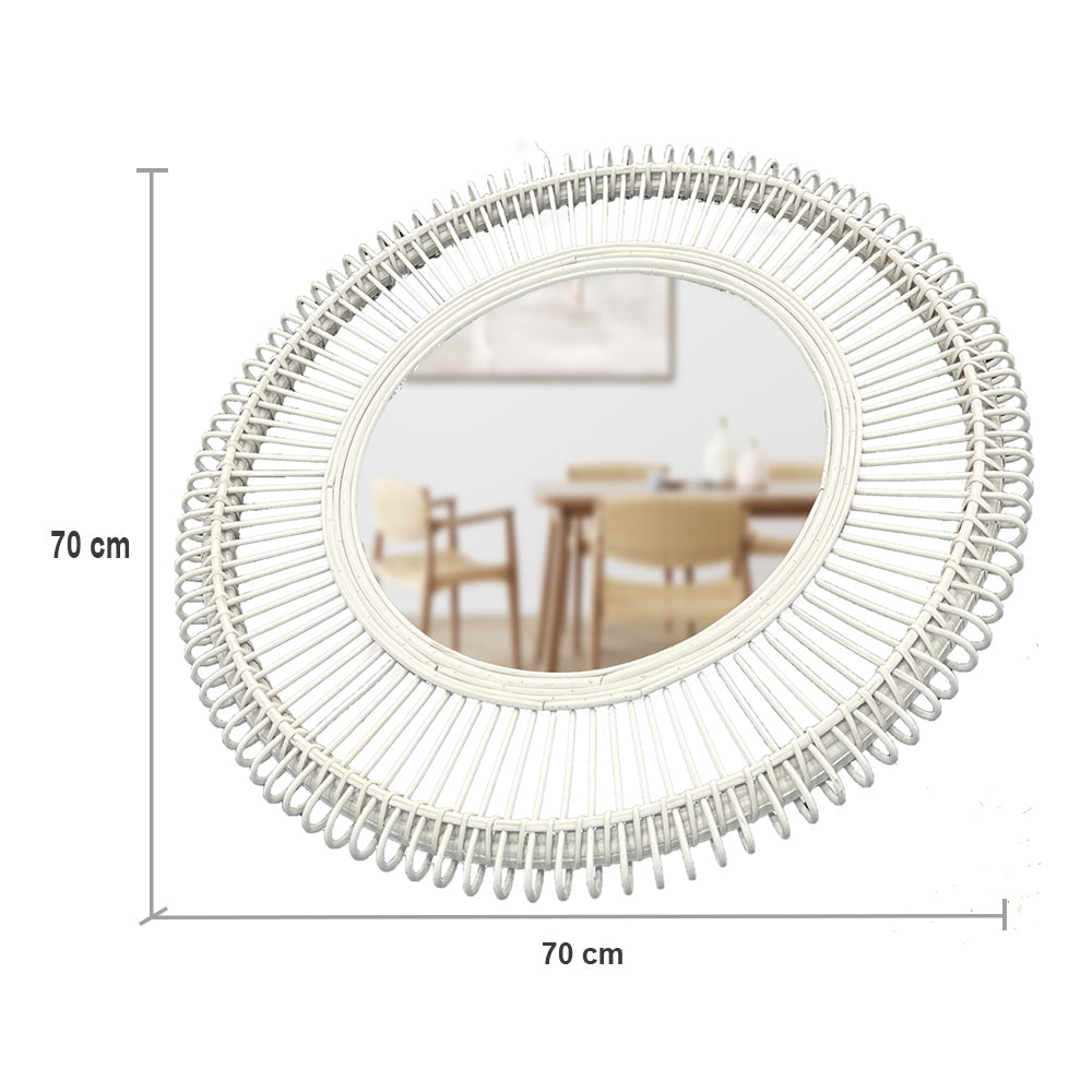 Julia Hamptons Rattan 70cm Round Mirror