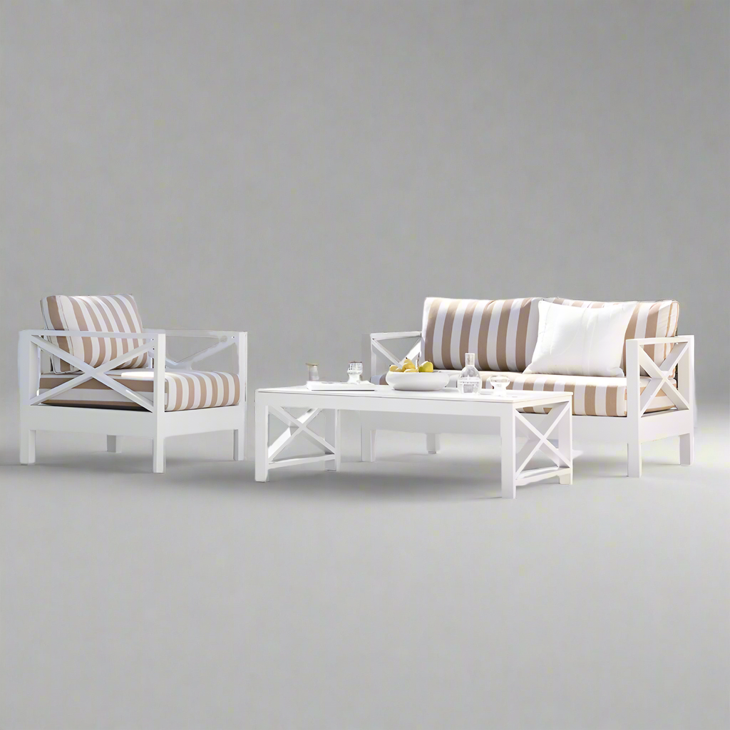 Kansas 2+1 seater Outdoor Aluminium Lounge Set with Coffee Table in Sunbrella