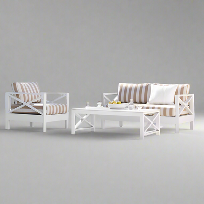 Kansas 2+1 seater Outdoor Aluminium Lounge Set with Coffee Table in Sunbrella