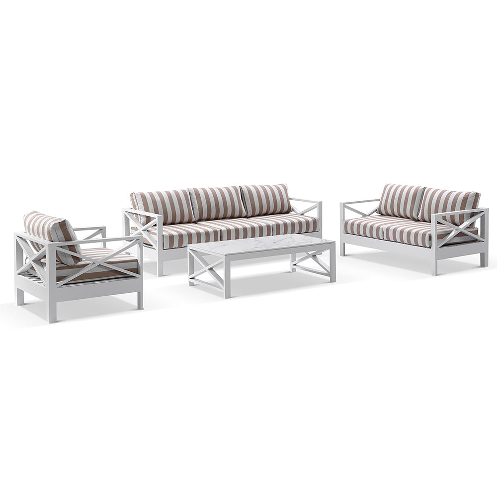 Kansas 3+2+1 seater Outdoor Aluminium Lounge Set with Coffee Table in Sunbrella