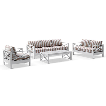 Kansas 3+2+1 seater Outdoor Aluminium Lounge Set with Coffee Table in Sunbrella
