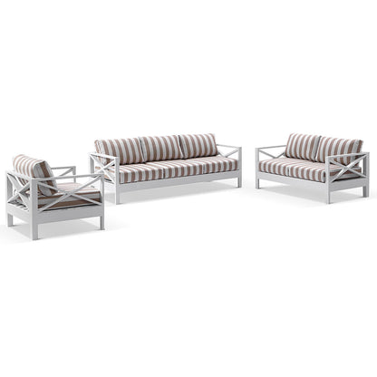 Kansas 3+2+1 seater Outdoor Aluminium Lounge Set with Coffee Table in Sunbrella