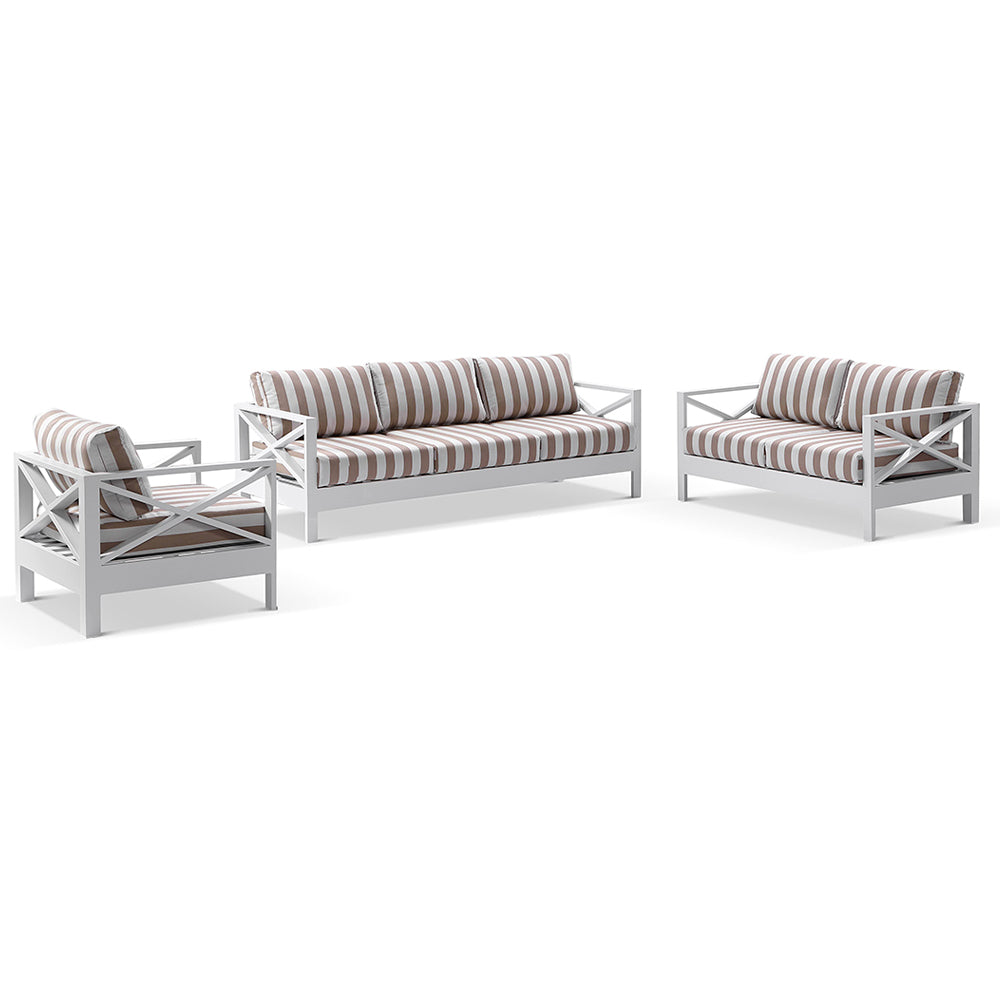 Kansas 3+2+1 seater Outdoor Aluminium Lounge Set with Coffee Table in Sunbrella