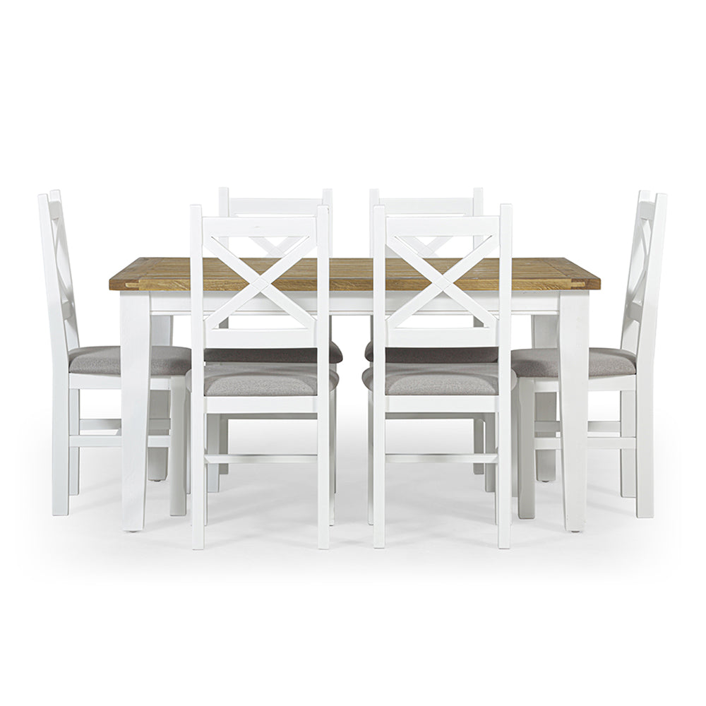 Leura Belle Rustic 6 Seater Rectangle Dining Table and Ashton Chairs Setting