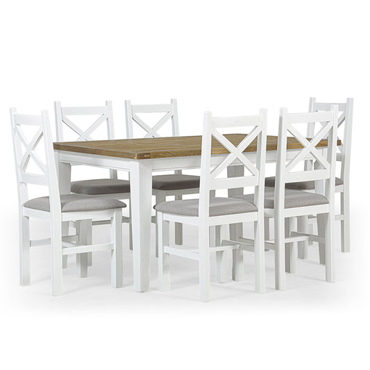 Leura Belle Rustic 6 Seater Rectangle Dining Table and Ashton Chairs Setting
