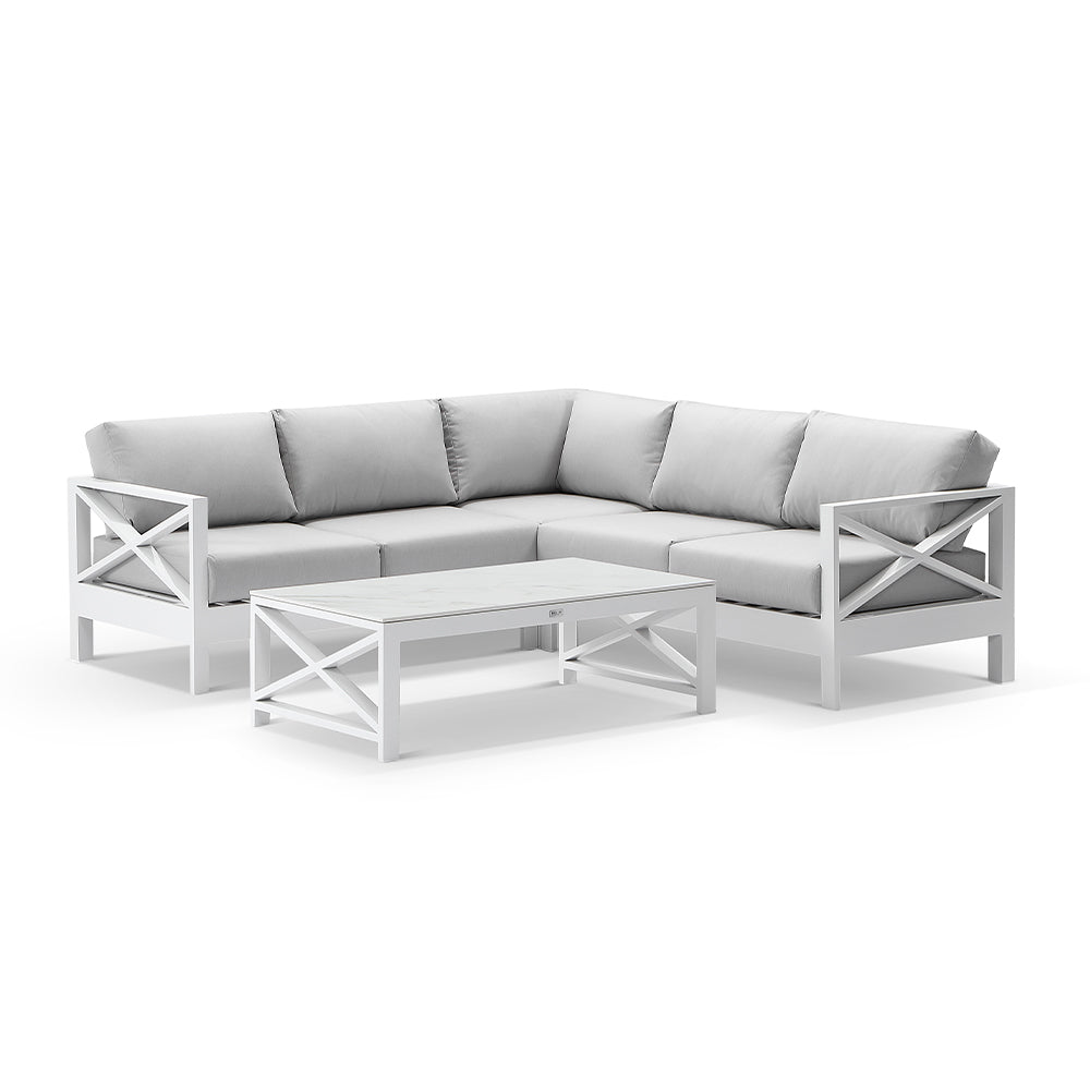 Kansas Package A - Outdoor Aluminium Corner Modular Lounge Set with Coffee Table