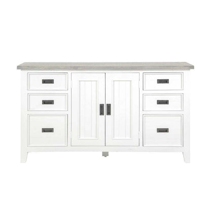 Ashton Buffet Sideboard in Brushed White with Grey Timber Top