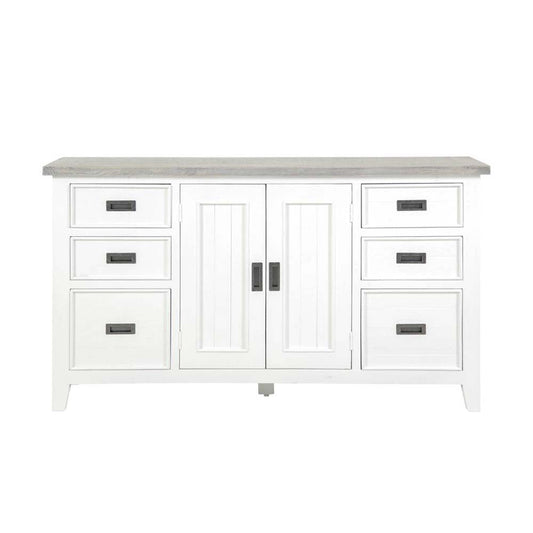 Ashton Buffet Sideboard in Brushed White with Grey Timber Top