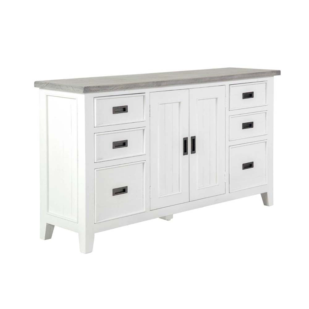 Ashton Buffet Sideboard in Brushed White with Grey Timber Top