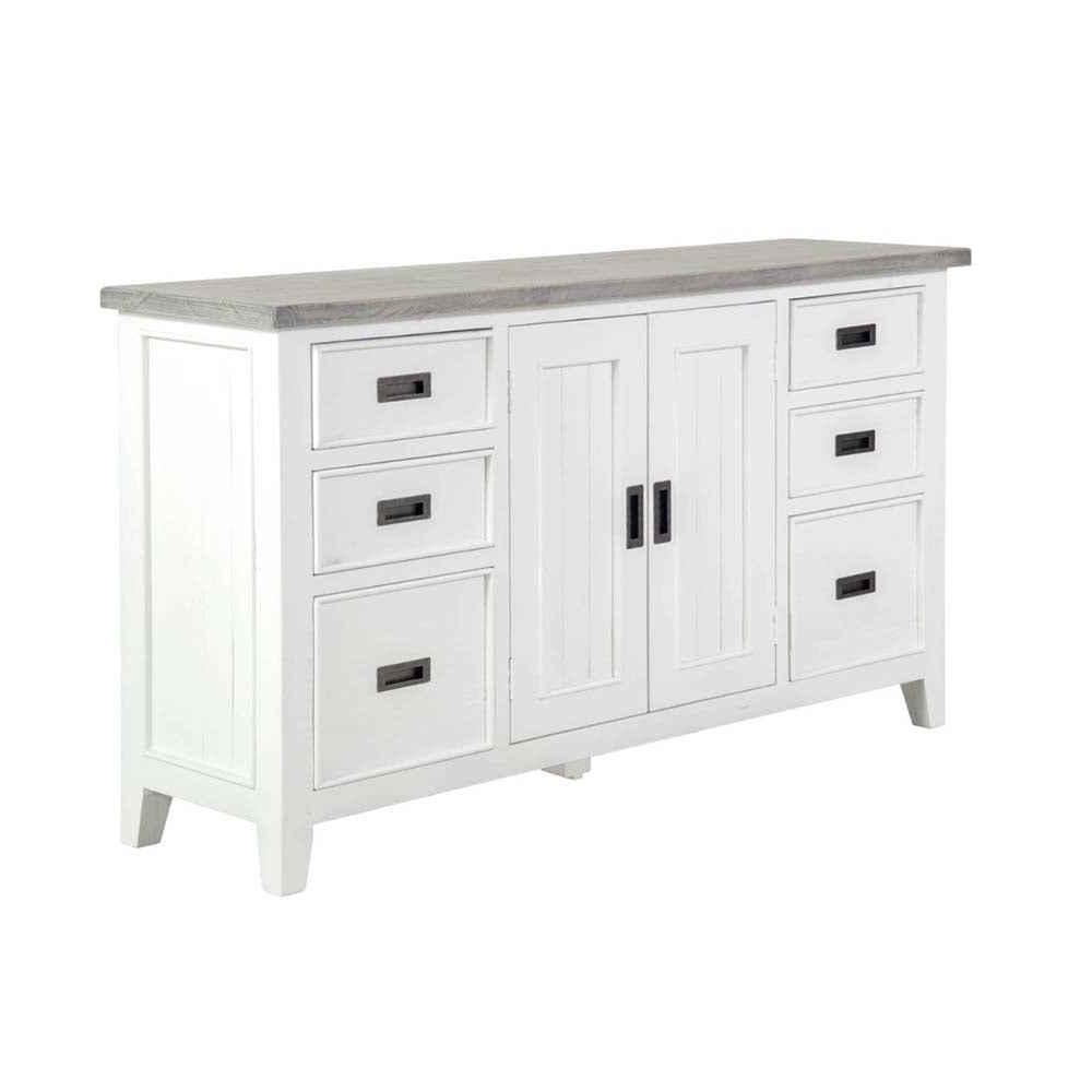Ashton Buffet Sideboard in Brushed White with Grey Timber Top