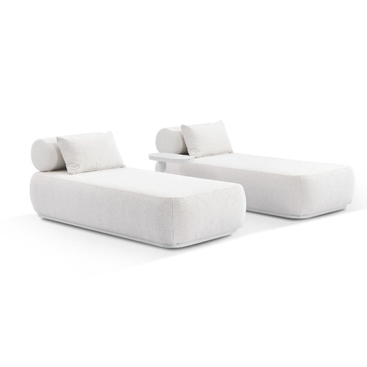 Norfolk Outdoor Aluminium Single Sun Lounge Set with Side Table