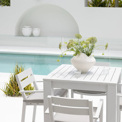 Santorini Outdoor 4 Seater Square Aluminium Dining Table with Santorini Chairs