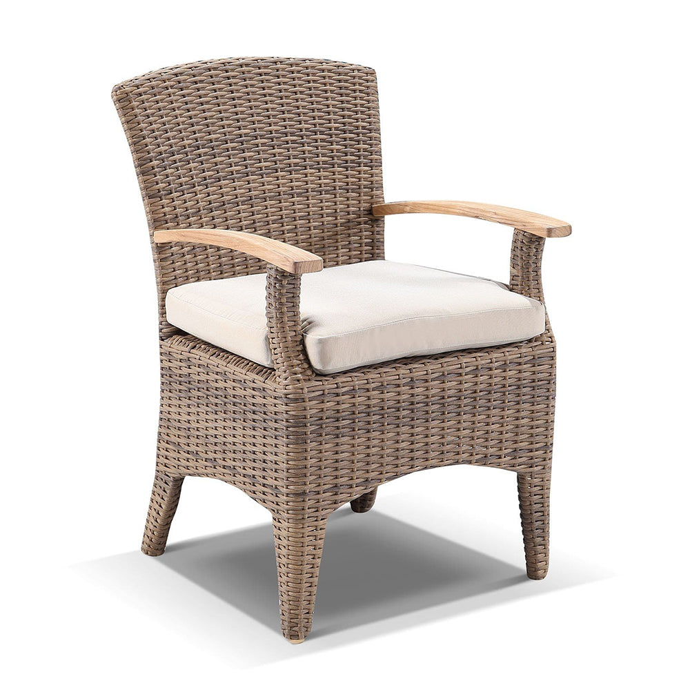 Solomon 1.8m Round Outdoor Teak Timber Table with Kai wicker Chairs + Lazy Susan