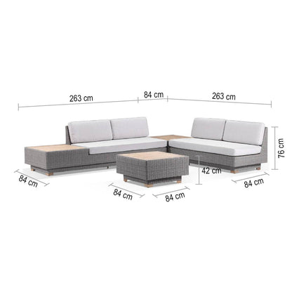 Acapulco Package A - Outdoor Wicker and Teak Lounge with Sunbrella Cushions