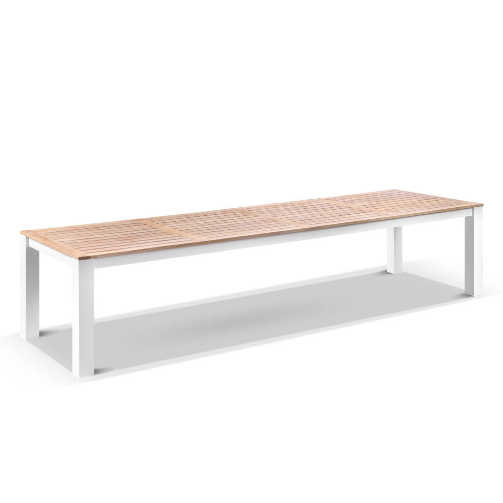 Balmoral 3.55m Outdoor Teak Top Aluminium Table with 12 Capri Chairs