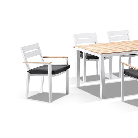 Tuscany 6 Seat with Capri Chairs with Teak Arm Rests