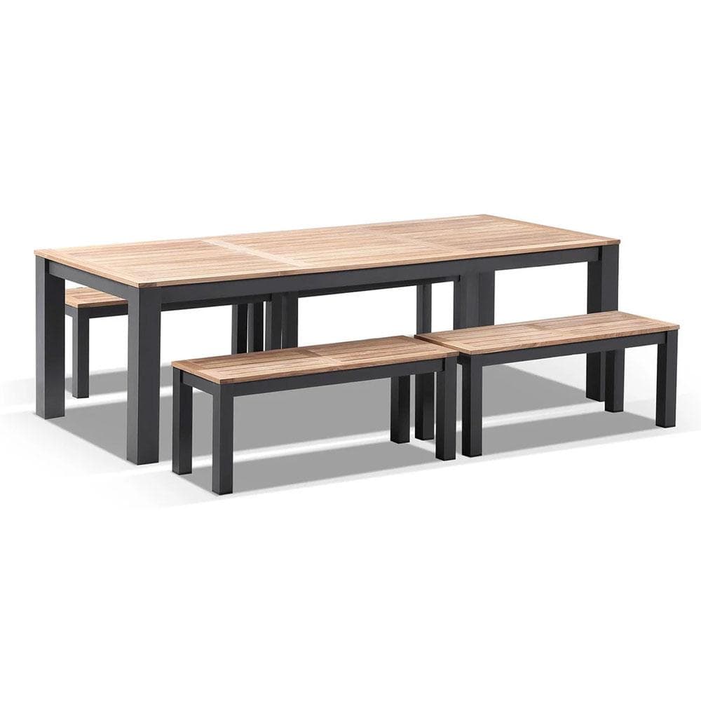 Balmoral 2.5m Teak Top Aluminium Table with Bench Seats