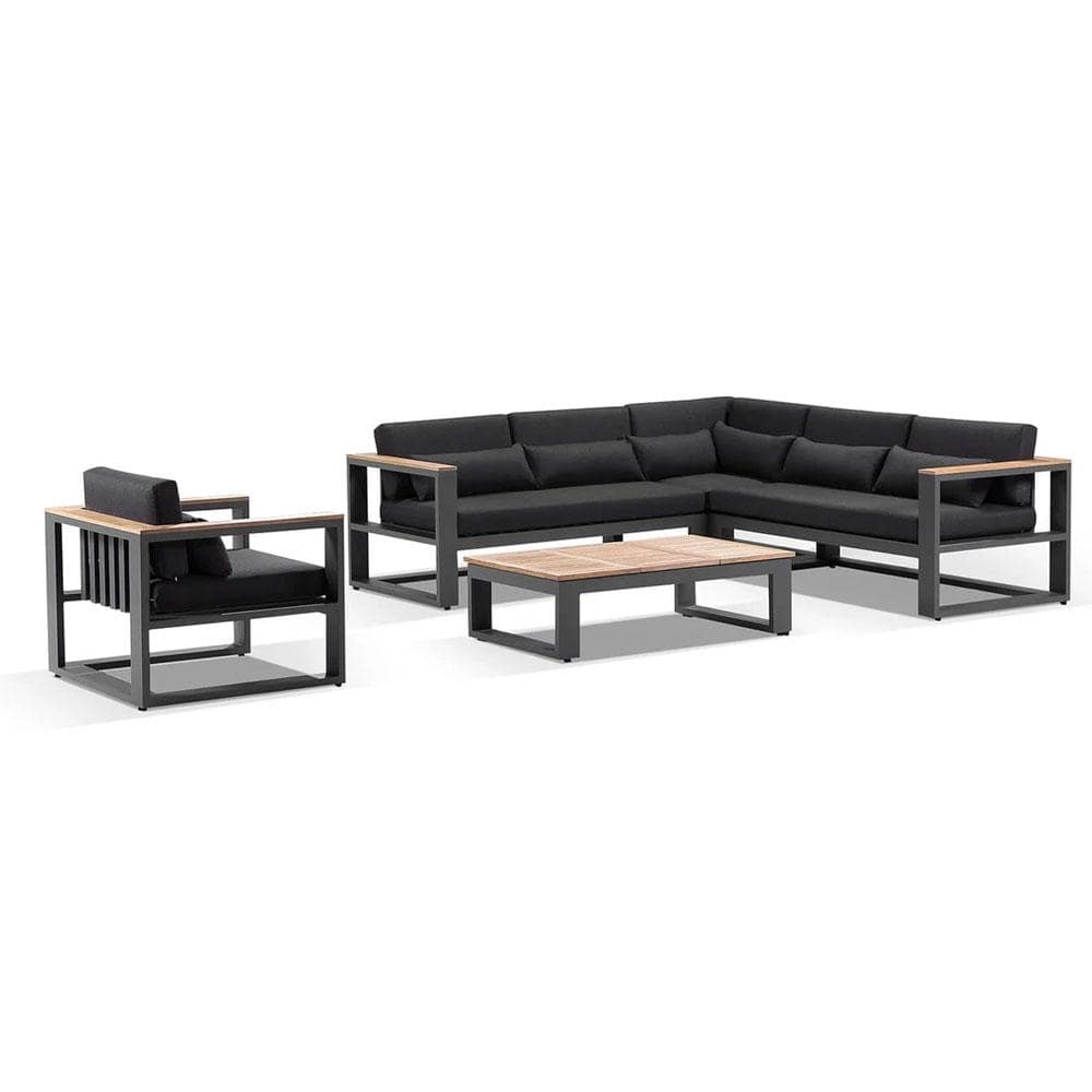 Balmoral Package B Outdoor Aluminium and Teak Lounge Setting with Coffee Table