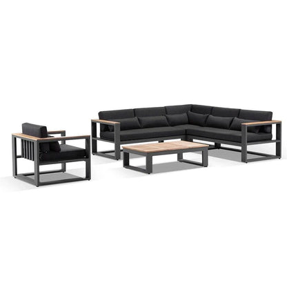 Balmoral Package B Outdoor Aluminium and Teak Lounge Setting with Coffee Table