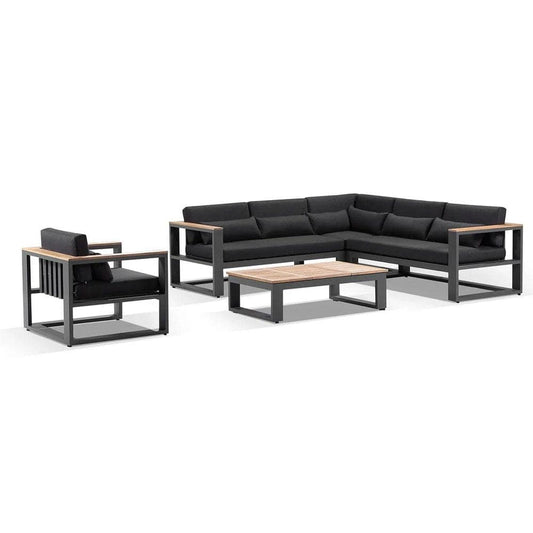 Balmoral Package B Outdoor Aluminium and Teak Lounge Setting with Coffee Table