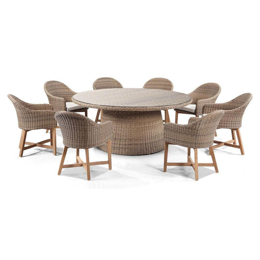 Plantation 8 with Coastal Outdoor Wicker Dining Chairs