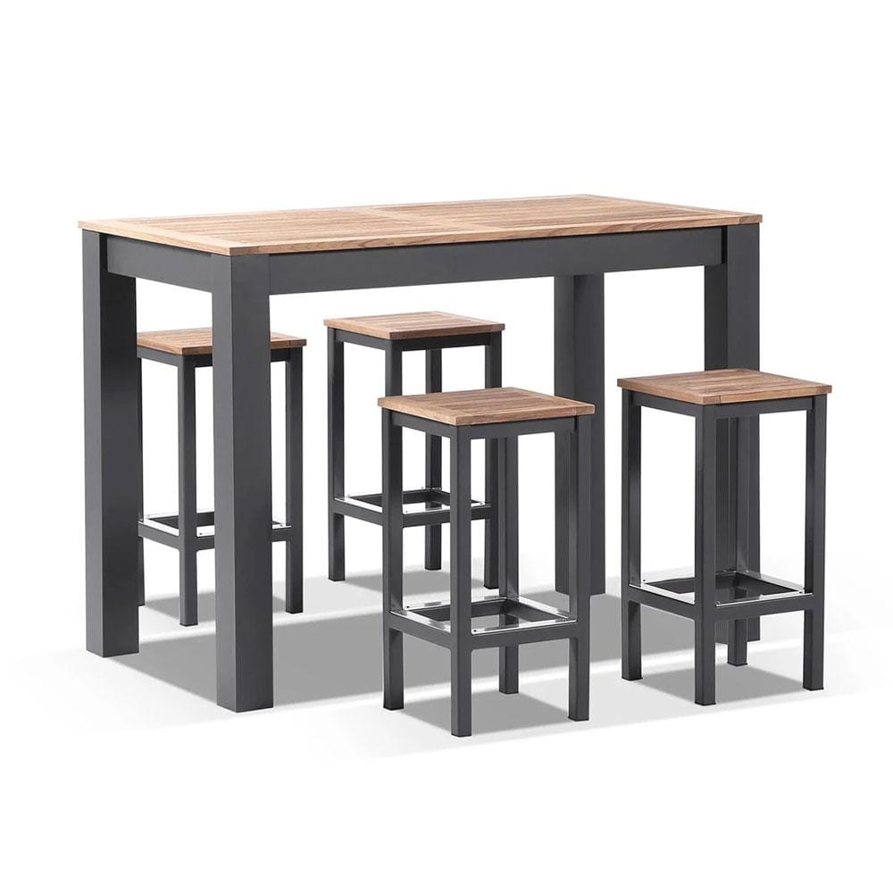 Balmoral 4 Seater Teak Top and Aluminium Patio Bar Setting