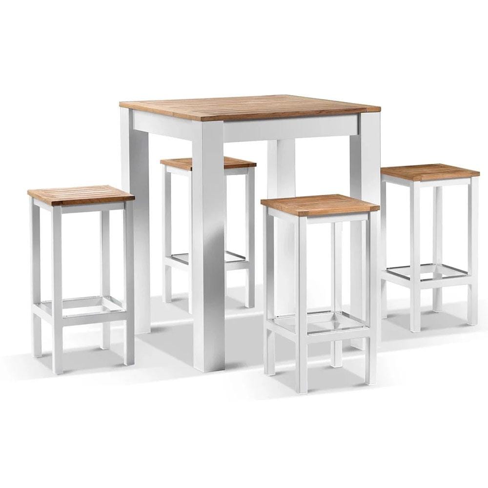 Balmoral 4 seater Square Teak Top Aluminium Bar Setting