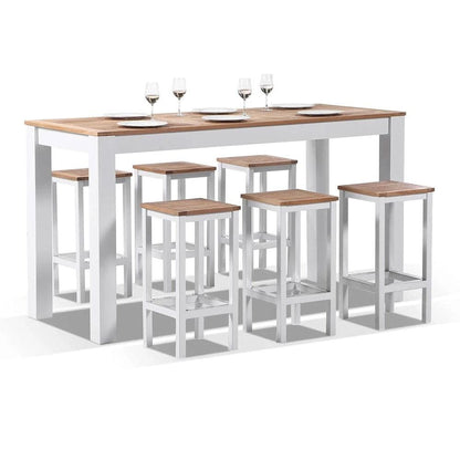 Balmoral 6 Seater Teak Top and Aluminium Alfresco Bar Setting