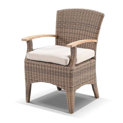 Kai Outdoor Wicker and Teak Dining Arm Chair