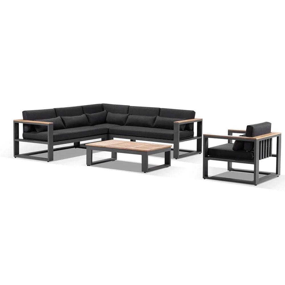 Balmoral Package B Outdoor Aluminium and Teak Lounge Setting with Coffee Table