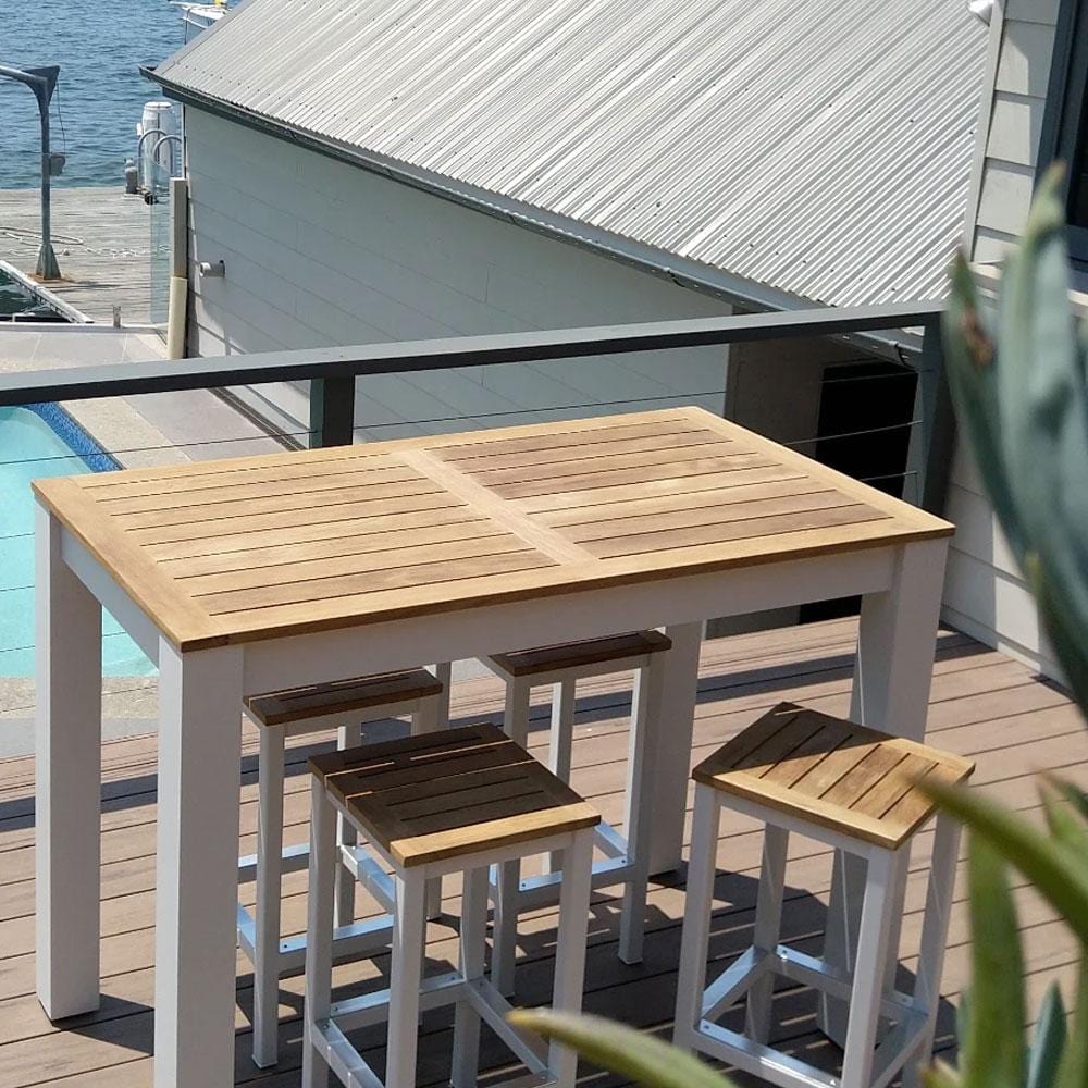 Balmoral 4 Seater Teak Top and Aluminium Patio Bar Setting