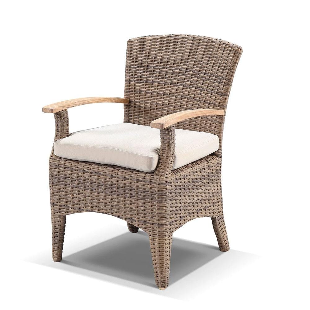 Plantation 1.5m Round Outdoor Wicker Dining Table with 6 Kai Chairs