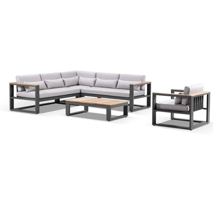 Balmoral Package B Outdoor Aluminium and Teak Lounge Setting with Coffee Table