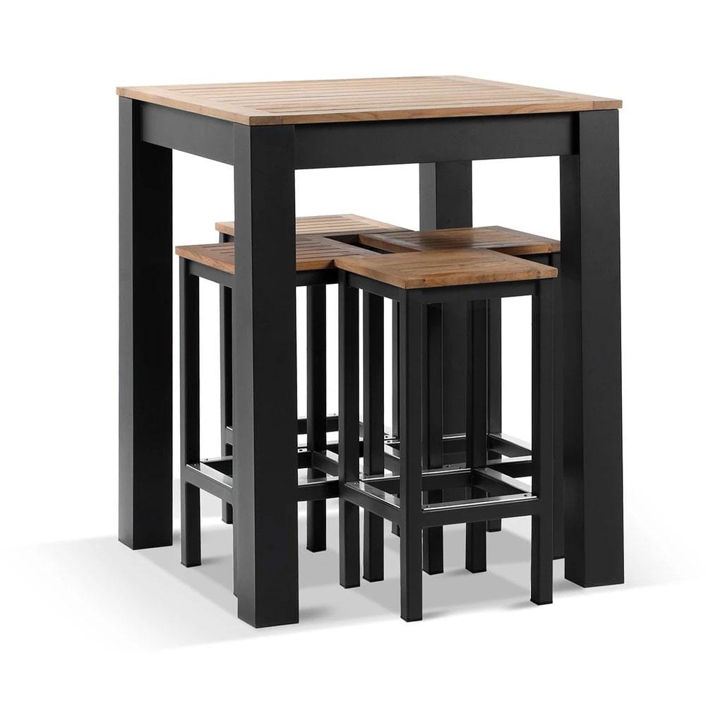 Balmoral 4 seater Square Teak Top Aluminium Bar Setting