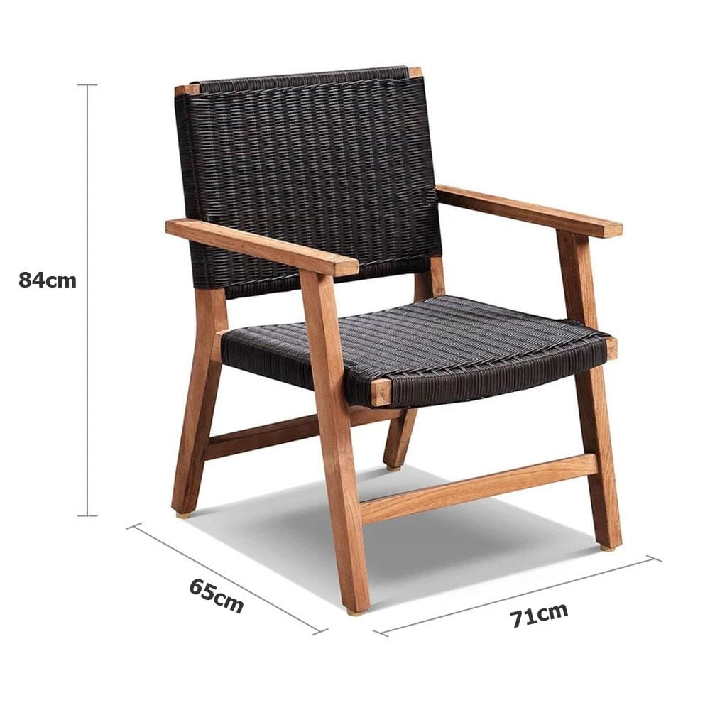 Hamilton Outdoor Wicker and Teak Timber Arm Chair