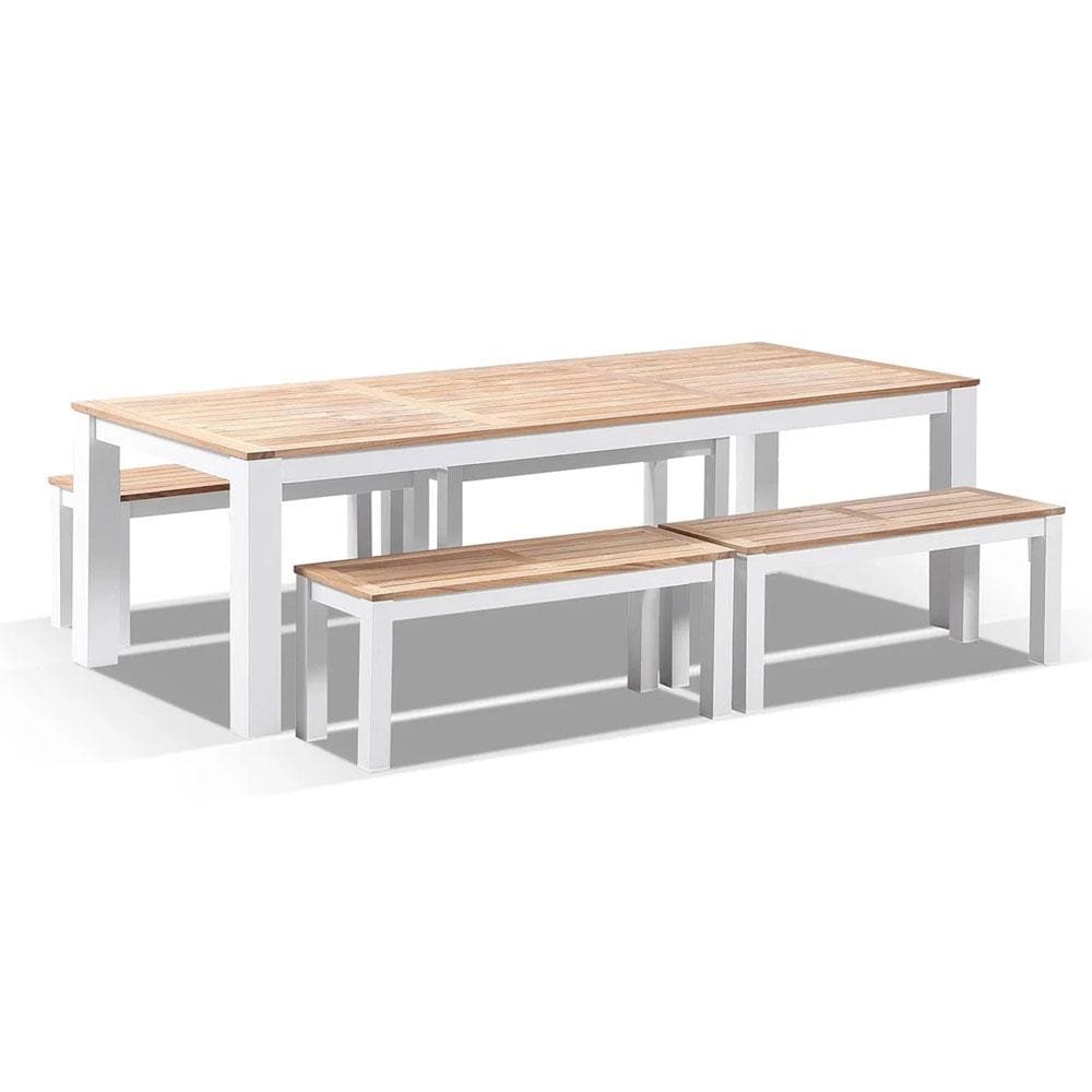 Balmoral 2.5m Teak Top Aluminium Table with Bench Seats
